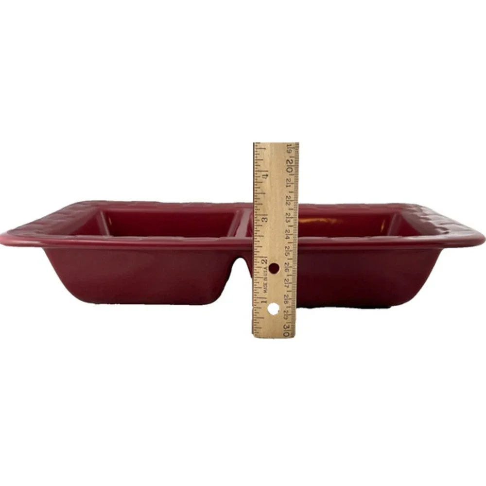 Longaberger Pottery Woven Traditions‎ Divided Dish Paprika Red #3181440